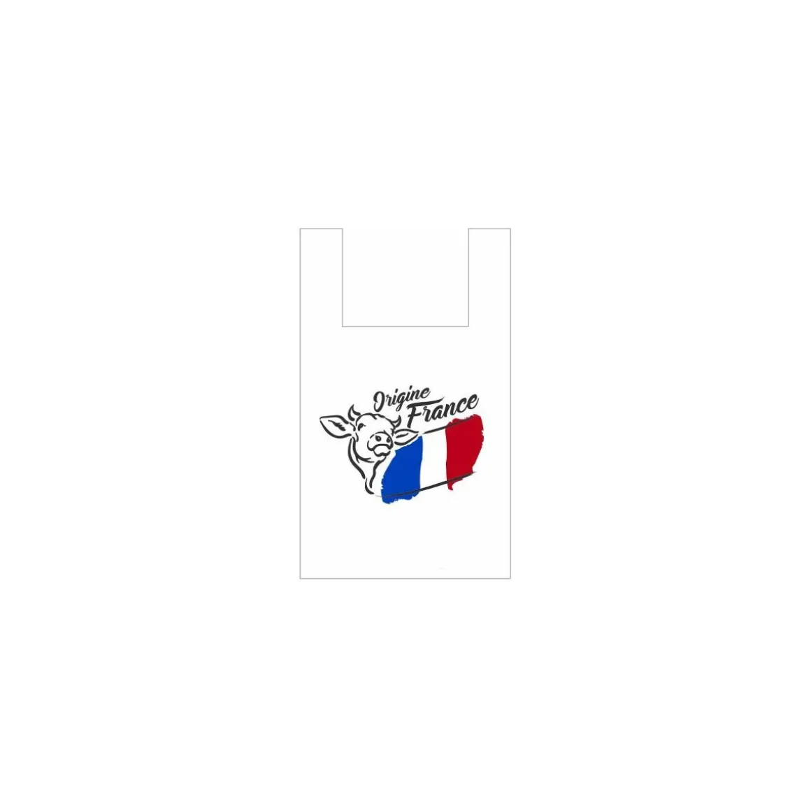 Sac plastique réutilisable "Origine France" PEBD 50 µ 45 x 26 + 6 cm - par 500