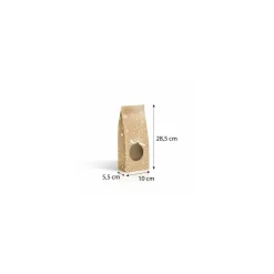 Sac SOS snow kraft brun à fenêtre ronde 10 x 5,5 x 28,5 cm - Par 100