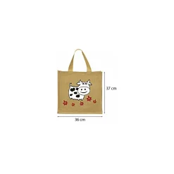 Sac toile de jute pomme/vache 37 x 36 + 23 cm - par 25