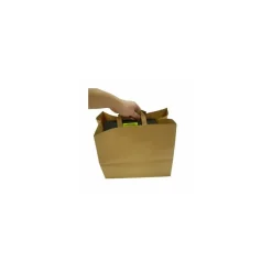 Sac traiteur kraft brun recyclé à poignées plates 32 x 21 x 27 cm - par 250