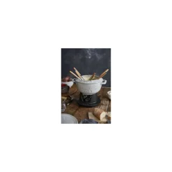 Service à fondue fonte truffe blanche Ø 20 cm