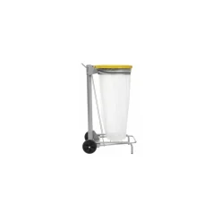 Support sac poubelle 110 L mobile jaune à pédale