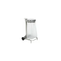 Support sac poubelle 110 L mobile inox à pédale