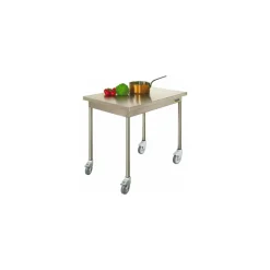 Table centrale inox avec roulettes 160 x 70 cm