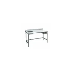 Table de préparation inox avec bac 190 x 60 cm dosseret 10 cm