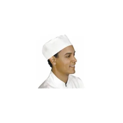 Toque plate coton blanc avec velcro taille unique
